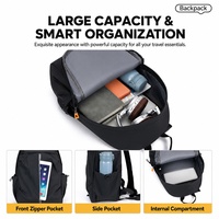Sac à dos décontracté unisexe en polyester durable, imperméable, léger, avec fermeture éclair, pour ordinateur portable 15,6 pouces