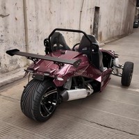 Tricycle de course motorisé à essence 350cc, style T-Rex, violet fantaisie, pour adultes, à trois roues, avec marche arrière, 2 places