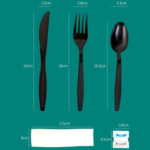 Ensemble de couverts en plastique robustes ensembles de couverts jetables <span class=keywords><strong>Forchette</strong></span> cuillères en plastique fourchettes et couteaux Nipkin - Product Image 5
