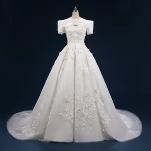 Ruolai QW01398 luxe sur mesure 3D fleurs cristal et perles dentelle robes de mariée chérie dentelle robe de bal robes de mariée - Product Image 1