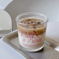Tasse à café en verre de grande capacité, extraction à froid créative Ins tasse à lait en verre de lettre française