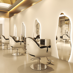 Miroir LED de grande taille, style irrégulier, personnalisable, avec lumière tricolore, pour salon de coiffure, fourni par l'usine - Product Image 3