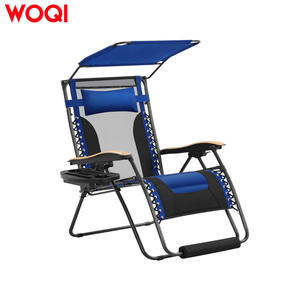 Silla Reclinable Plegable Ajustable WOQI de 45x36x29.5 Pulgadas con Toldo, Portavasos y Bandeja, Azul, Muebles para Acampar al Aire Libre - Product Image 4