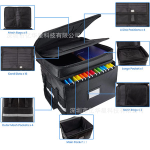 กล่องจัดระเบียบสำนักงานผ้าอ็อกซ์ฟอร์ดสีดำความจุ 5 ลิตรแบบพกพาทนทานกระเป๋าตาข่ายขนาดใหญ่ช่องใส่การ์ดสำหรับจัดเก็บเอกสาร - Product Image 1