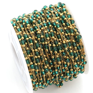 Cadena de Cuentas de Cristal Verde Esmeralda, Acero Inoxidable, Accesorios de Joyería DIY para Mujer, Collar de Moda, 10 Metros de Longitud - Product Image 5