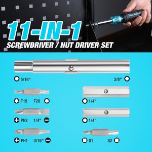 <b>Screwdriver</b> Multi Bit 11-in-1 Screw Driver & Nut Set Portable Screw-driver with Slotted Torx Square Bits - Product Image 4