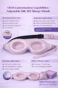Masque de sommeil 3D profilé en soie de mûrier 100% occultant la lumière 22 Momme Grade 6A Soie OEM Personnalisé MOQ 100 pièces - Product Image 2