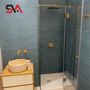 CRL <span class=keywords><strong>Bloque</strong></span> adaptador de latón cromado satinado para baño, Conector de <span class=keywords><strong>vidrio</strong></span> para <span class=keywords><strong>ducha</strong></span> montado en la pared, para uso en baño, con bisagras superiores - Product Image 6