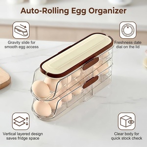 3-Tier Self-Rolling Durable Eco-Friendly Plastic Egg Organizer with Modern Design for Kitchen <b>Fridge</b> - Product Image 2