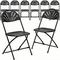Chaise pliante d'extérieur légère et empilable, portable, noire, à dossier plat, pour jardin, patio, événements, mariages, locations