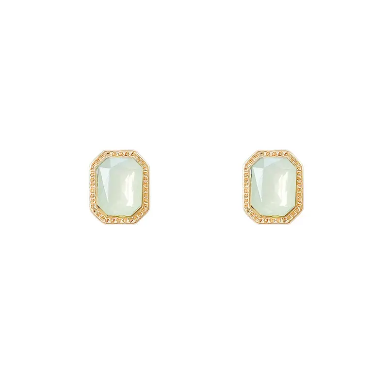 Boucles d'oreilles avec cristaux en Zircon pour femmes, forme carrée, Vintage, argent, bijoux de mariage, blanc, vert, bleu, avec des pierres incrustées