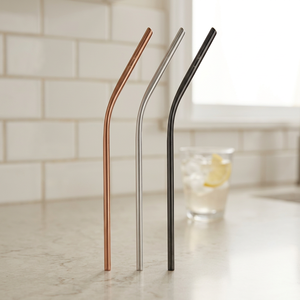 Reusable Metal <b>Drinking</b> <b>Straws</b> 3-Pack Rose Gold Silver Black Minimalist Bar Accessories - Product Image 4