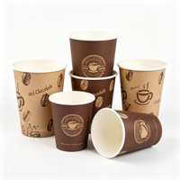 Gobelets à café jetables en papier kraft biodégradable à paroi simple avec couvercles 12oz Guangdong