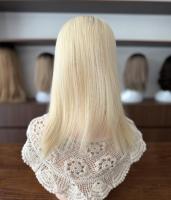 Topper en cheveux humains européens à racines foncées, avec dentelle et mono, ligne de cheveux naturelle, cuticules alignées