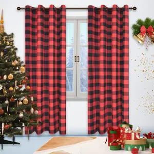 Großhandel Plaid Weihnachts vorhang Vorhang Lieferant für das Wohnzimmer, Weihnachten gewebt 100% Polyester moderne geometrische Tülle