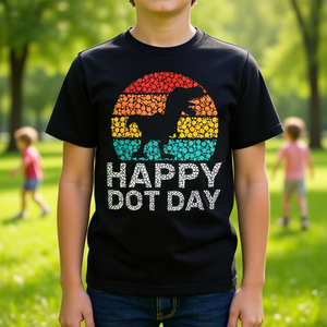 Happy Dot Day T-shirt coloré à pois avec dinosaures pour garçons - Product Image 3