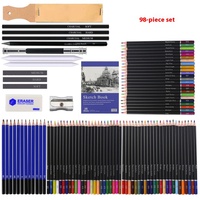 Ensemble de dessin coloré professionnel 98 pièces 96 pièces crayons de haute couleur ventes directes d'usine pour peinture au crayon à l'huile coloré