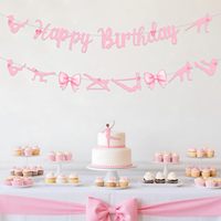 Spanduk Pesta Ulang Tahun Pilates dan Pink Bow Dekorasi Ulang Tahun Bertema Pilates Pink untuk Perlengkapan Pesta Bertema Olahraga Kebugaran Anak Perempuan