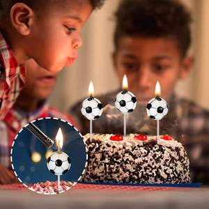 Bougies de gâteau de football, décorations de cupcakes, bougies de cupcakes, lot de 10 bougies pour encourager les matchs de la Coupe du monde - Product Image 1