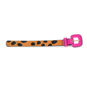 Cintura in pelle PU con fibbia a stampa leopardo da 2,5 cm, colore coordinato, per donna, cinture alla moda - Product Image 1