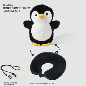 Customized Stock <b>Cute</b> Penguin U-Shaped Memory Foam <b>Pillow</b> Two-in-One Plush Super Soft Neck Support Portable Air-permeable Travel - Product Image 1