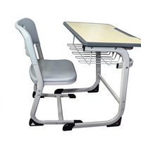 Bureau d'étude moderne pour lycée avec plateau en bois et chaise réglable - Ensemble de mobilier scolaire écologique
