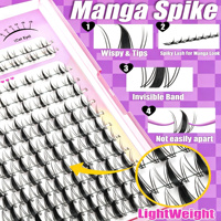 Nouveau Kit de Cils en Grappes Réutilisables Imperméables Volume Manga Fluffy Wispy Style Fée Cils Individuels Colle Pince à Épiler DIY Maison