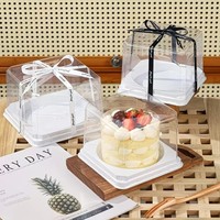 Boîte à gâteau en plastique transparent de haute qualité, carrée, ronde, ovale, transparente, pour dessert, mousse, biscuits, 4 pouces, 5 pouces