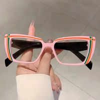 Kacamata Wanita Model Cat Eye Dua Warna Anti Blue Light, Frame Kacamata Optik Trendy, Bingkai Kacamata Wanita