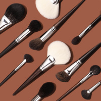 Ensemble de pinceaux de maquillage de luxe 41 pièces, poils naturels, manche en ébène, virole en cuivre, fleur de pêcher, marque privée, logo personnalisé, faible MOQ