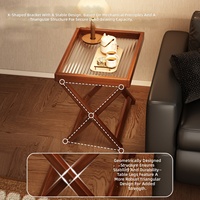 Table basse pliable en bambou avec plateau surélevé, pieds en X, portable, écologique, moderne, rectangulaire, pour salon