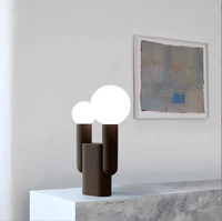 Lampe de table en résine nordique pour chambre d'enfant, dessin animé, chevet, double boule, lampe de bureau simple, lumière chaude, lumière blanche