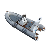 Bateau semi-rigide gris 480C à haute flottabilité, coque en fibre de verre avec tube en Hypalon pour la dérive et le surf