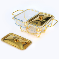 Chauffe-Plat Rectangulaire Professionnel UIWS Doré pour Hôtels et Restaurants – Ensemble Buffet pour Maintien au Chaud et Réchauffement des Aliments