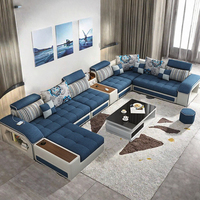 Canapé d'angle convertible en tissu éponge au design moderne avec port USB, audio, dossier rembourré et pieds en bois pour salon intérieur