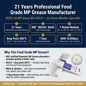 Graisse alimentaire MP de qualité NSF, tube de 113g, NLGI 2, point de fusion 200°C, alternative pour <span class=keywords><strong>machine</strong></span> <span class=keywords><strong>à</strong></span> crème glacée, engrenage de <span class=keywords><strong>machine</strong></span> <span class=keywords><strong>à</strong></span> café, mélangeur alimentaire, REACH, RoHS - Product Image 4