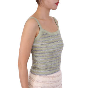 OEM & ODM personnalisé Logo pull femmes design de mode col carré tricots pull dames tricoté coton haut gilet - Product Image 2