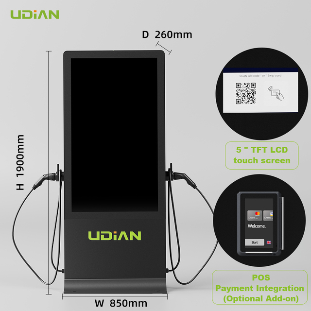Car Charger Commercial Use Vehicle Charging Pile EV Fast Charging Station with Advertising Display 14kw 22kw 44kw