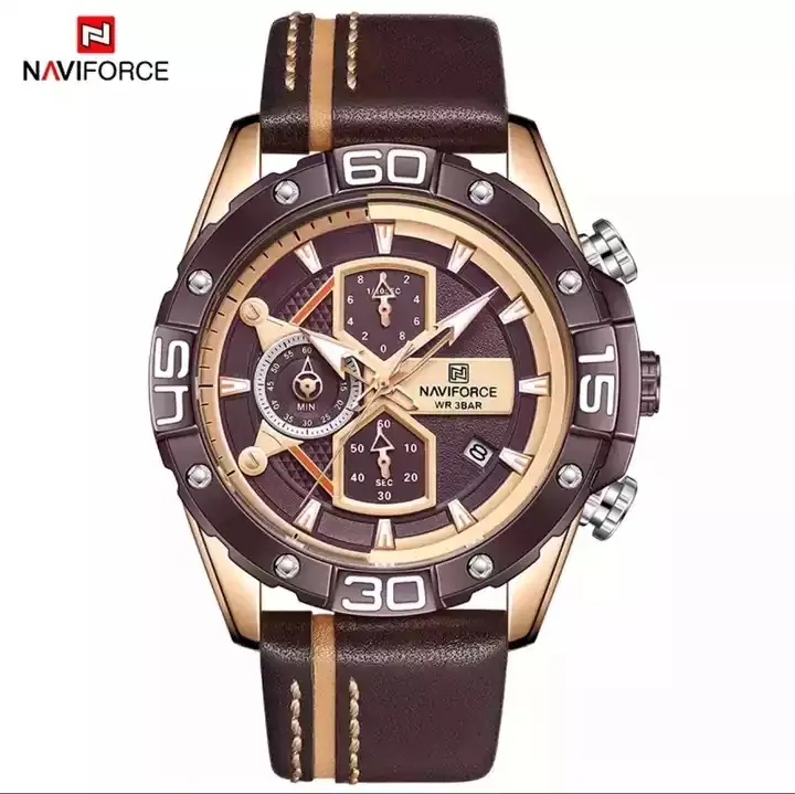 Naviforce 8018 Multi-Function Quartz Watch 30M Waterproof Stainless Steel Chronograph, Men's Watch, naviforce Relogio Hombre