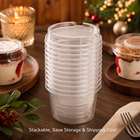 Gobelet à dessert rond en PET transparent jetable avec couvercle, récipient pour mousse, pudding, yaourt, tiramisu, bol de rangement pour gâteau à emporter en plastique