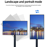 Écran d'affichage numérique portable vertical 4K réglable en hauteur avec roulettes pour écoles et magasins (32, 65, 75 pouces)