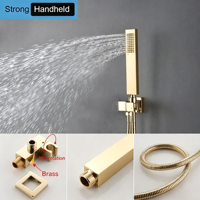 Ensemble de douche thermostatique encastré mural ou de plafond en laiton avec mitigeur bain-douche et douchette à main, eau froide et chaude