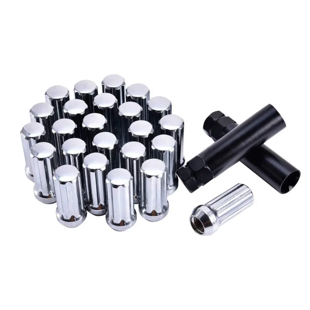 Spline Lug Nuts 14X2มม.มี2ปุ่มHex 13/16 "7/8" ชุบโครเมี่ยม