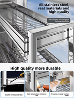 Égouttoir à vaisselle multifonctionnel à double niveau en acier inoxydable pour la maison avec bac d'égouttage au-dessus de l'évier, rangement pour la cuisine