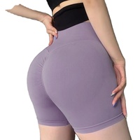 Shorts de yoga taille haute sans coutures, effet push-up fessier, longueur 3/4, pour la course et le fitness