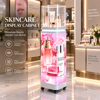 Vitrine de présentation pour produits de soin de la peau avec écran numérique 4 faces lumineux et vitrine en verre éclairée pour les magasins de beauté