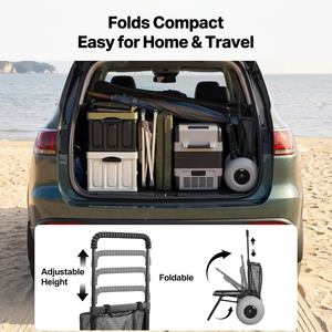 Carrello da Spiaggia Pieghevole YONK per Carichi Pesanti, Ruote da 12 Pollici, Capacità 75 kg, Altezza Regolabile (86-114 cm), Materiale Q195, Nero/Grigio - Product Image 6