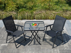 Mesa y Silla Plegables Modernas para Exteriores, Mesa de Centro de Vidrio Templado, Hierro Forjado, Impermeable, Portátil, para Patio, Cocina, Camping - Product Image 4