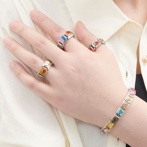 <span class=keywords><strong>LAMOON</strong></span> Nouvelle Mode Italienne Charms Liens Halloween Noir Hibou Étoile Lune Chauve-Souris Fantôme pour Bracelets 9mm Fabrication Acier Inoxydable DIY - Product Image 4