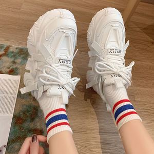 Fabricant de chaussures nouveau blanc <span class=keywords><strong>noir</strong></span> baskets à talons hauts femmes grosses chaussures Wedge sport femme printemps automne semelle épaisse dames baskets - Product Image 6